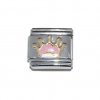 Sparkly pink crown - 9mm Italian charm