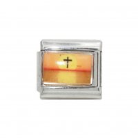 Cross on the sunset - 9mm Photo Italian charm