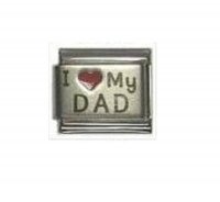 I love my dad (b) red heart laser - 9mm Italian Charm