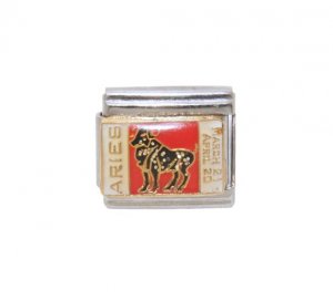 Aries enamel charm sparkly (21/3-20/4) 9mm Italian charm
