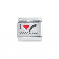 I love dolphins red heart laser - 9mm Italian charm