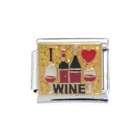 I love wine Sparkly 9mm Enamel Italian charm