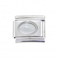 White oval stone - 9mm Italian Charm