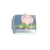 Pink Rose - 9mm enamel Italian charm