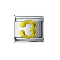 Gold coloured number 3 - 9mm Italian charm
