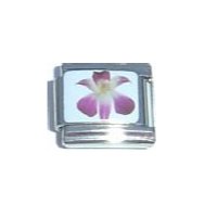 Purple flower white background - 9mm Italian charm