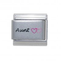 Aunt with heart - plain 9mm laser Italian charm