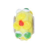 EB70 - Glass bead - Yellow bead with red, green and white