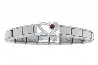 Small Open Heart link bracelet 9mm Italian charm - January