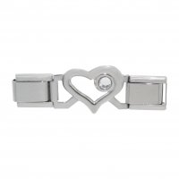 Small Open Heart connector link - April birthstone