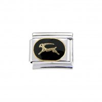 Capricorn Black Oval enamel charm (22/12-20/1) 9mm Italian charm
