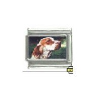 Dog charm - Brittany dog 3 - 9mm Italian charm