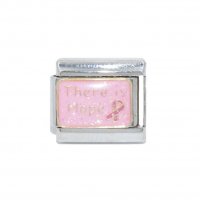 Breast cancer ribbon - There is hope - enamel 9mm Italian charm