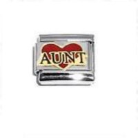 Aunt in red heart - enamel 9mm Italian charm