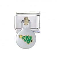 Christmas tree (b) dangle charm - enamel 9mm Italian charm