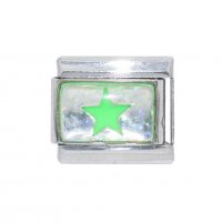 May - Birthmonth star silvery background 9mm Italian charm