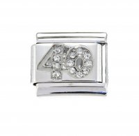 40 with clear stones birthday - 9mm Italian charm