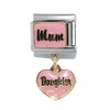 Mum with dangle heart Daughter - dangle 9mm Italian charm