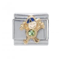 Little boy birthstone Blue Cap - August - 9mm Italian Charm