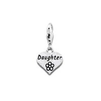 Clip on charm - Heart with flower - Daughter