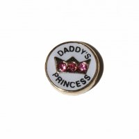Daddys princess with pink stones 7mm floating locket charm