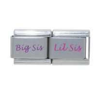 Big Sis Lil Sis purple and pink double 9mm Italian charm