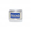 Friend - blue background enamel Italian charm