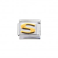 Gold colour Letter S - 9mm Italian charm