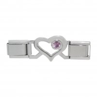 Small Open Heart connector link - October birthstone tourmaline