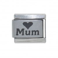 Mum with heart (b) - plain 9mm laser Italian charm