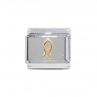 Fish gold coloured - enamel 9mm Italian charm