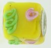 EB81 - Glass bead - Yellow pink and green cube