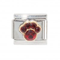 January Birthstone - Garnet - Pawprint 9mm Italian charm