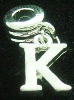 NEW Dangle letter K - fits European bead bracelets