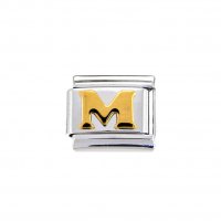 Gold colour Letter M - 9mm Italian charm