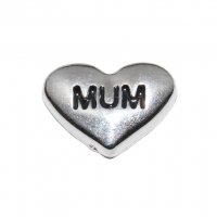 Mum silvertone heart 9mm floating locket charm