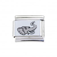 Elephant on white - 9mm Italian Charm