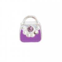 EB10 - Purple handbag with purple stone - European bead charm