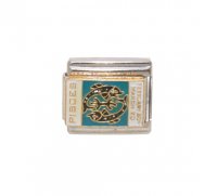 Pisces enamel charm sparkly NEW (20/2-20/3) 9mm Italian Charm
