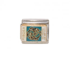 Pisces enamel charm sparkly NEW (20/2-20/3) 9mm Italian Charm