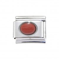 Burnt orange oval stone - 9mm Italian Charm