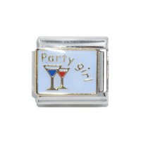 Party girl - blue enamel 9mm Italian charm