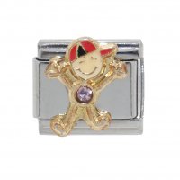 Little boy birthstone Red Cap - October - 9mm Italian Charm