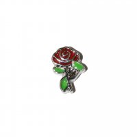 Red Rose with silver colour outline 8mm floating locket charm
