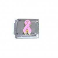 Breast cancer ribbon (d) - Enamel 9mm Italian charm