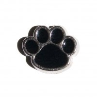 Black Pawprint (b) 9mm floating charm fits origami owl