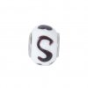 EB65 - Glass bead - White bead with black swirls - European bead