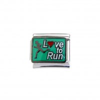 Love to run - enamel 9mm Italian charm