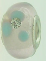 EB380 - Light pink and blue bead with clear stones