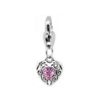 Clip on charm - Birthstone Heart dangle - June